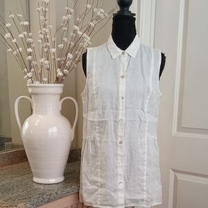 J. Jill Ivory Sleeveless Linen Tunic Size Small
